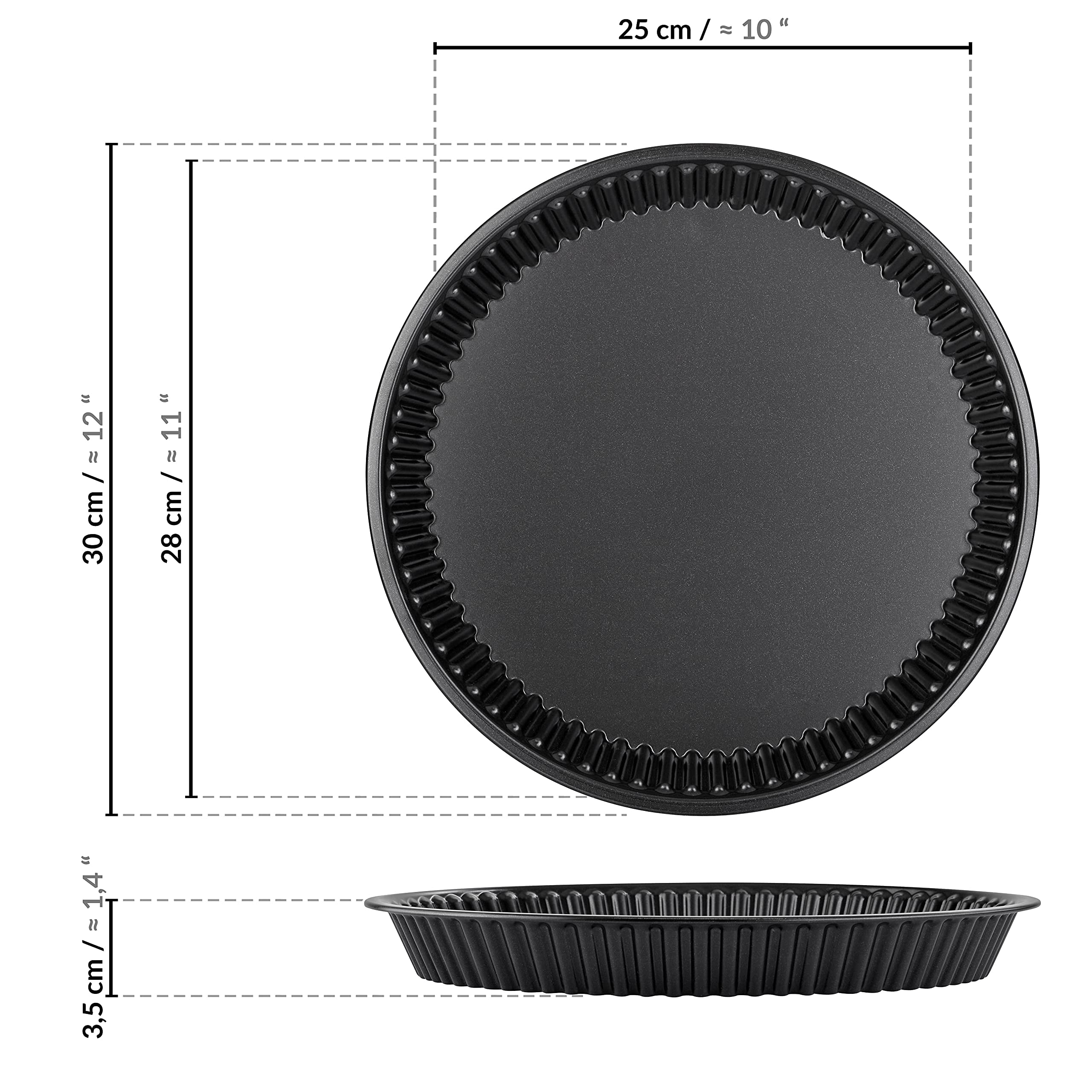 Grizzly Plaque de Cuisson Four Revêtement Anti-Adhésif peu Profonde (Lot de 3 avec bord ondulé)