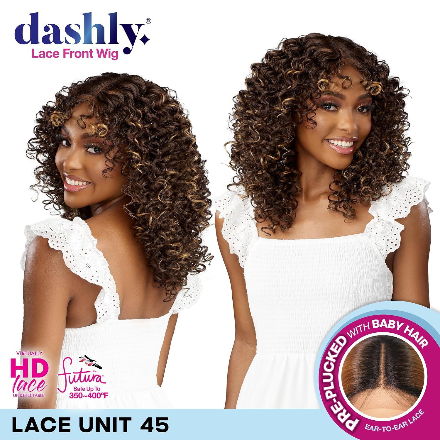Sensationnel Dashly Lace Front Wig - Unit 45 Hand Tied Laceparting Ear to Ear Synthetic (1 JETBLACK)