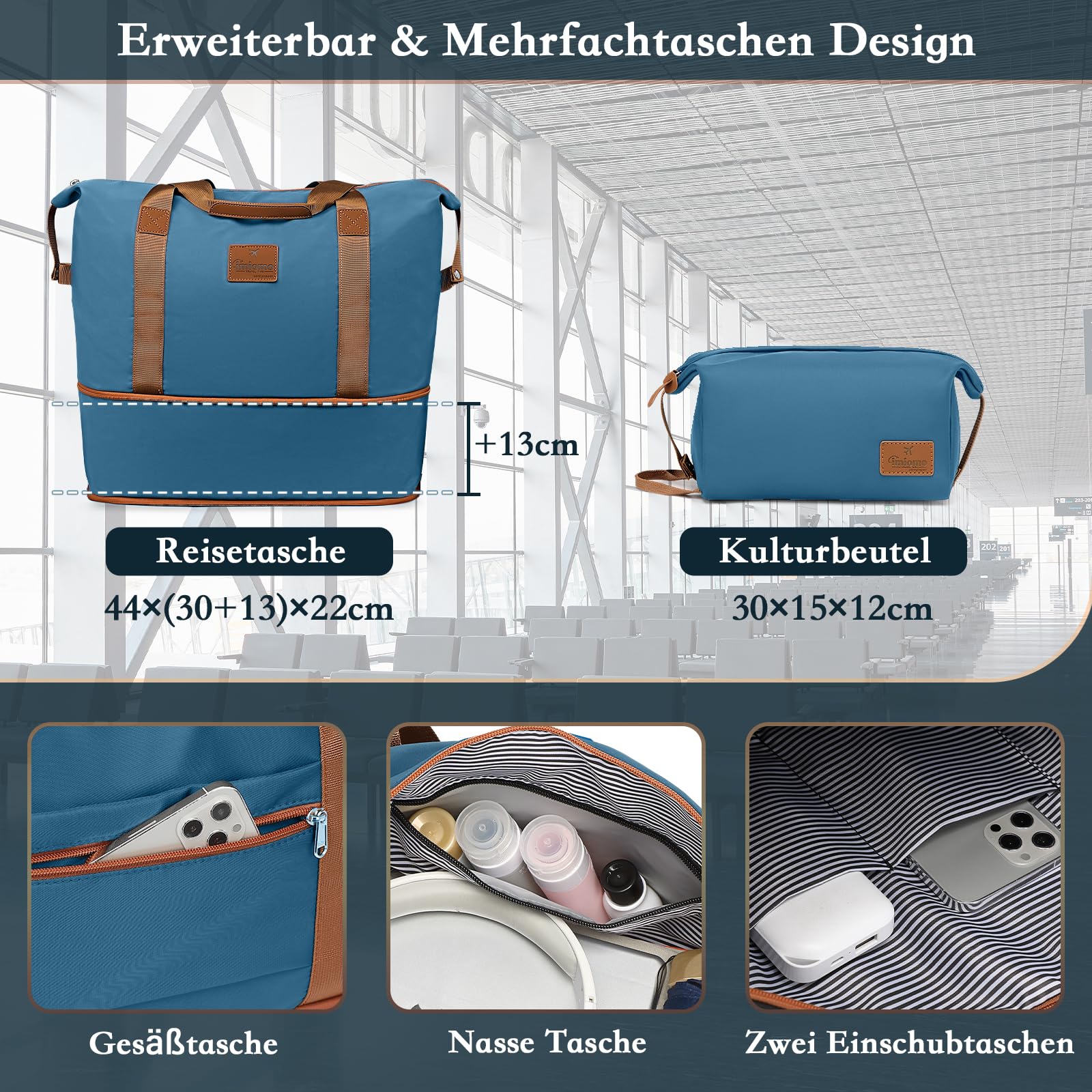 Joyway Ensemble de Valises Rigide 5 Pièces, Serrure TSA, roulettes 360° | Valises 55/65 cm extensibles, sac de voyage, nécessaire de toilette, valises emboîtables, fermetures YKK