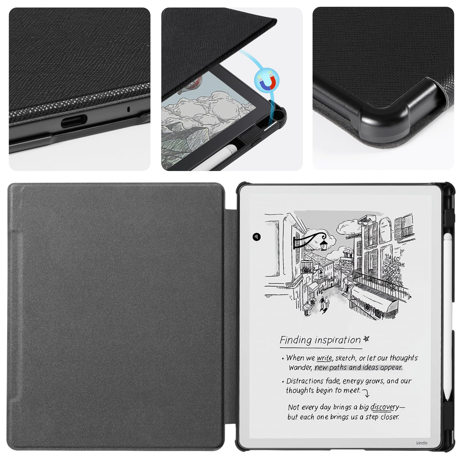 CoBak Housse pour Kindle Scribe 3e génération 2025 11 Pouces et Colorsoft - Nouvelle Housse en Cuir synthétique PU avec Fonction Veille et réveil Automatique et Porte-Stylo