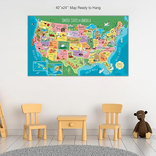 Miniatura 9 de Personalized Colorful Kids Push Pin USA Map on Canvas Add Names 4 Sizes Includes Push Pins to Mark Travels Push Pin Map United States Map for Kids
