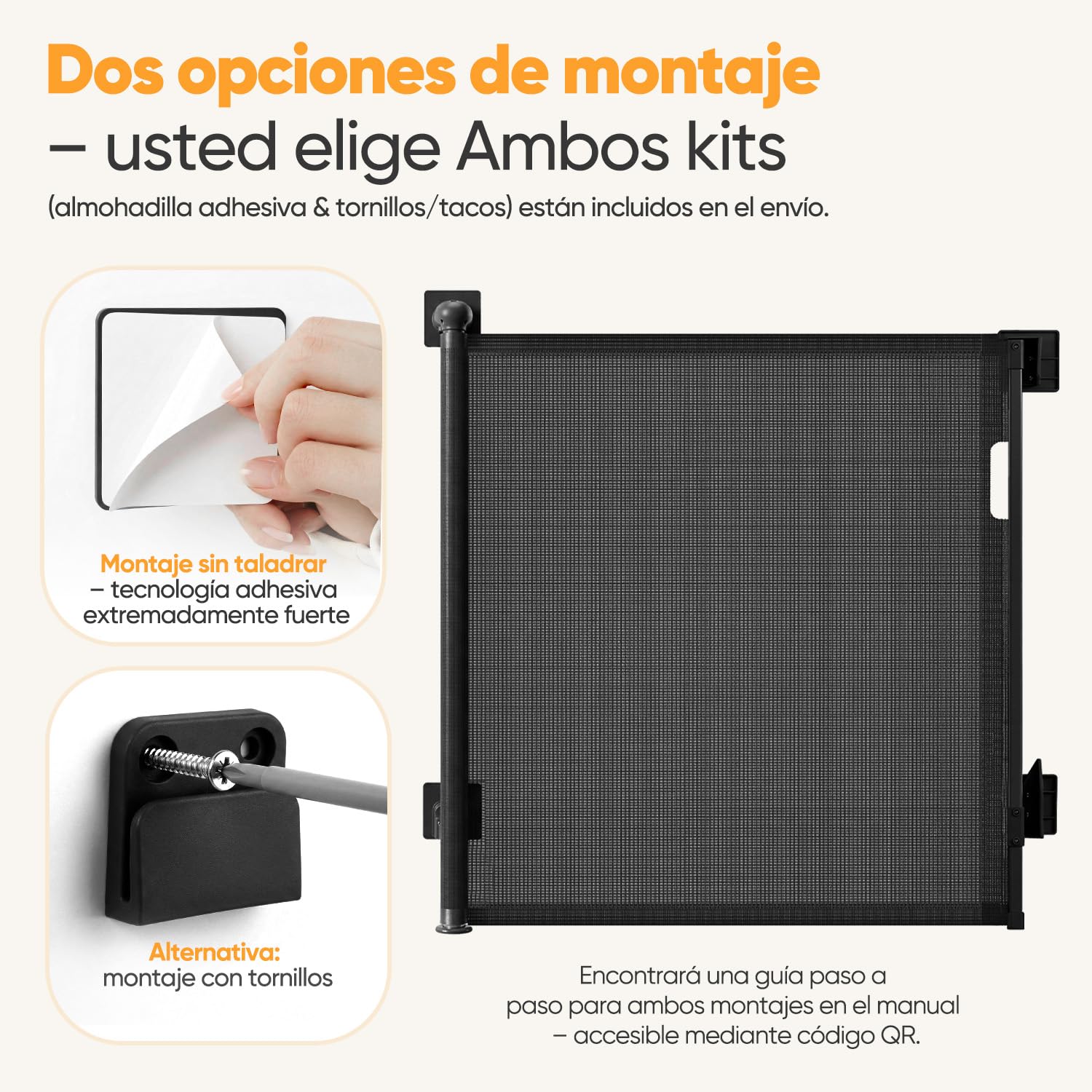 Sekey Barrera Extensible para escaleras 0-150 cm – Altura 97 cm, Sin taladrar + Tornillos incluidos | Cancel Plegable para Puerta, Escalera, Perro (Pack de 2)