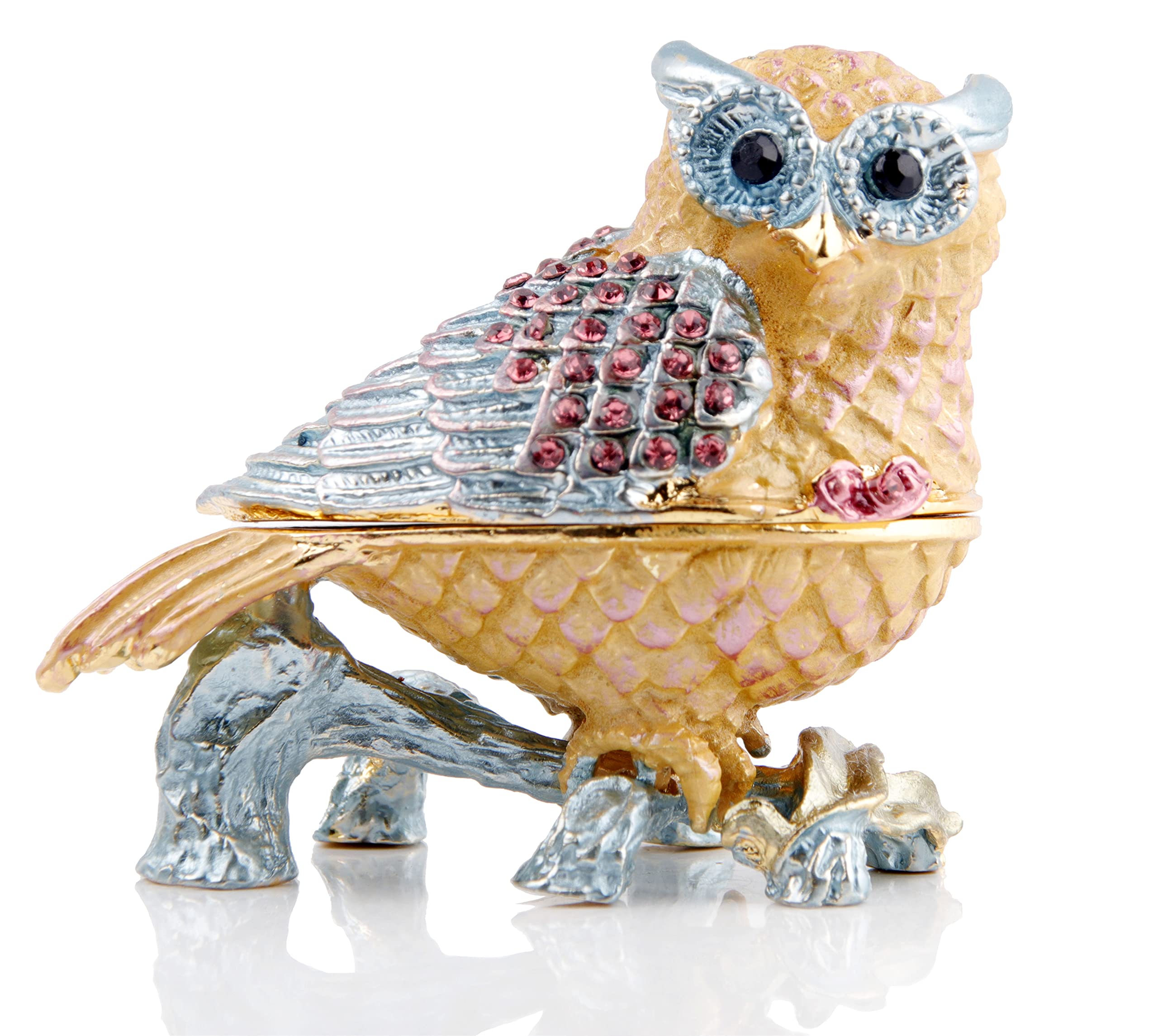 Hand-painted Owl Trinket Box Hinged Figurine Collectible Ring Holder Owl Decor Jewelry Trinket Boxes