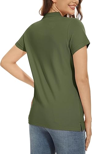 Miniatura 2 de TACVASEN Women's Polos Short Sleeve Shirts 3-Button Shirts Casual Collared Blouses Summer Tops Wicking Shirt Athletic Golf Polo Cooling Shirts