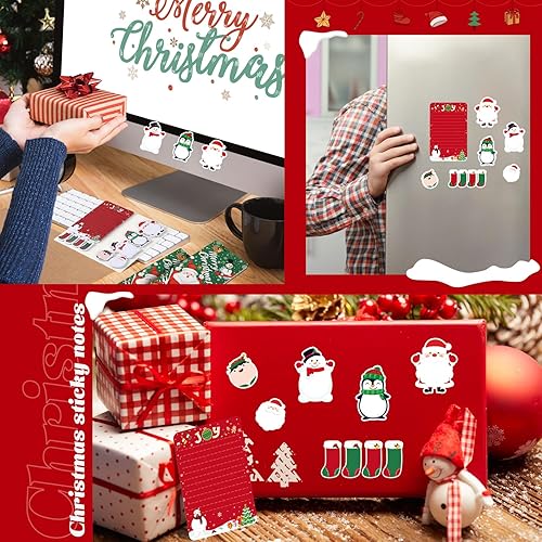 Miniatura 7 de Pasimy Paquete de 2 notas adhesivas de Navidad, 1000 hojas de notas autoadhesivas de animales lindos bloc de notas de dibujos animados de Feliz