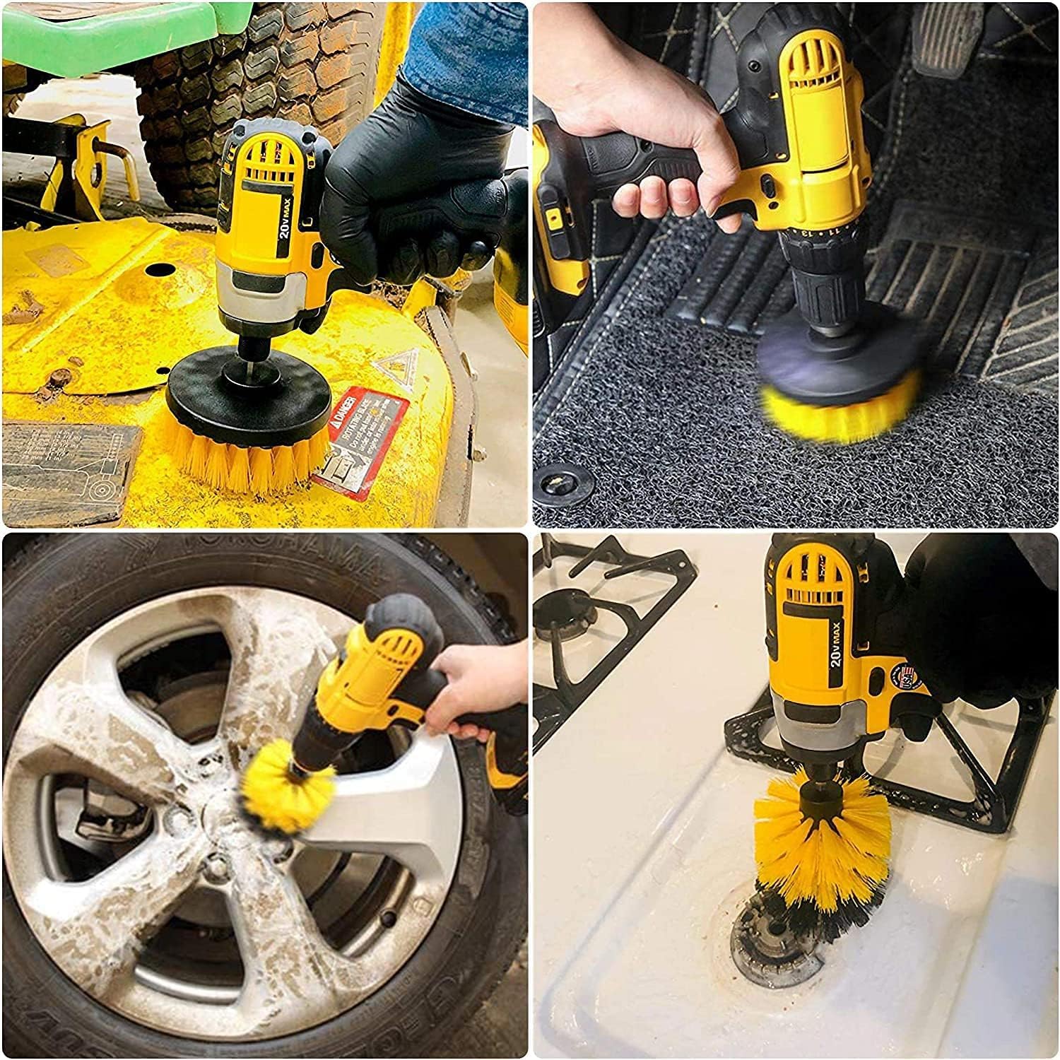 AEE® 9'lu Matkap Ucu Fırça Seti Temizleme Parlatma Pasta Cila Jant Tekerlik Far Araba Araç Oto Temizlik Fırçası Seti Banyo Fayans Mutfak Duşakabin Tuvalet Halı Temizleme Kiti Parke Fayans Parlatma