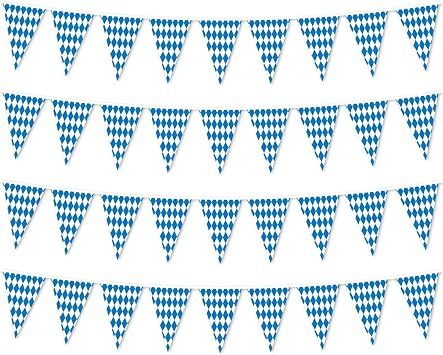 131 Feet Oktoberfest Bavarian Flag- 4 Packs Oktoberfest Bavarian Pennant Banner for German Oktoberfests Themed Party Decorations
