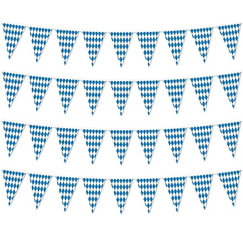 131 Feet Oktoberfest Bavarian Flag- 4 Packs Oktoberfest Bavarian Pennant