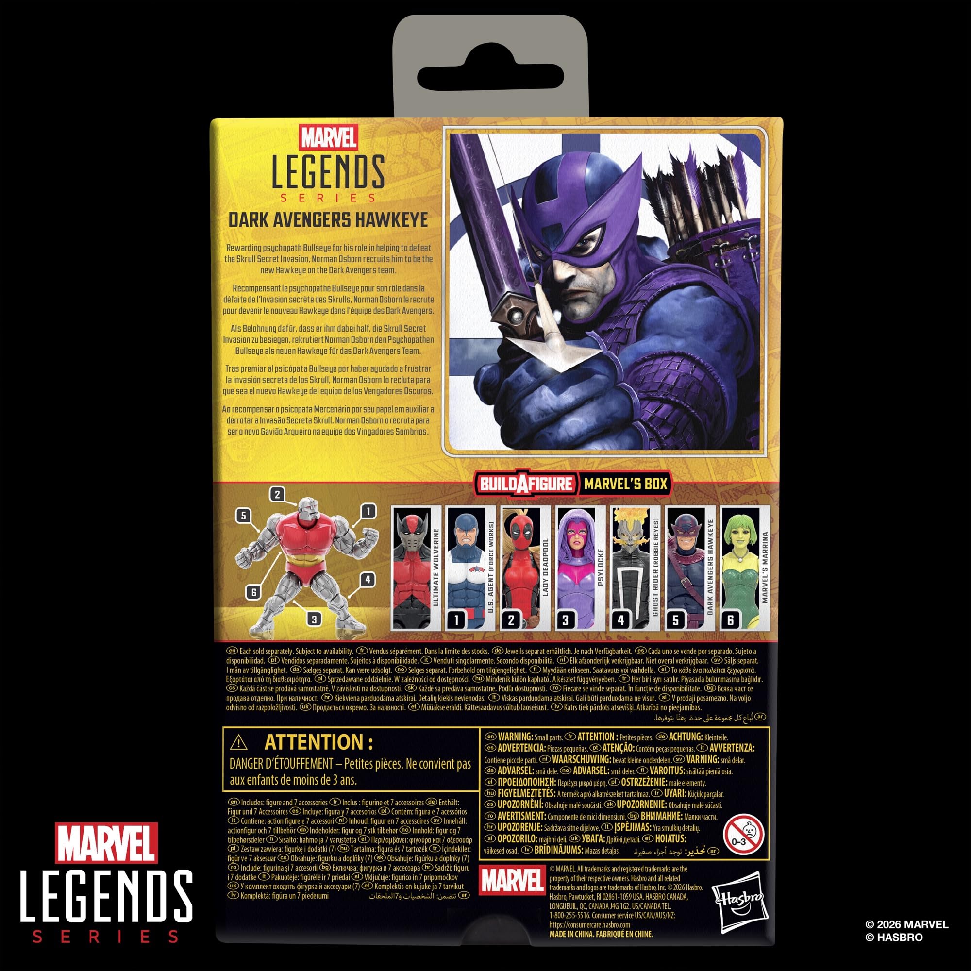 Marvel Legends Series, Dark Avengers Hawkeye, Figura de acción Coleccionable a Escala de 15 cm Inspirada en los cómics de los Vengadores Oscuros