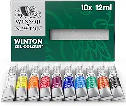 Winsor & Newton Winton Conjunto de iniciação a óleo 10 x 12 ml, multicolorido, 10 cores tubos de 12 ml, 120