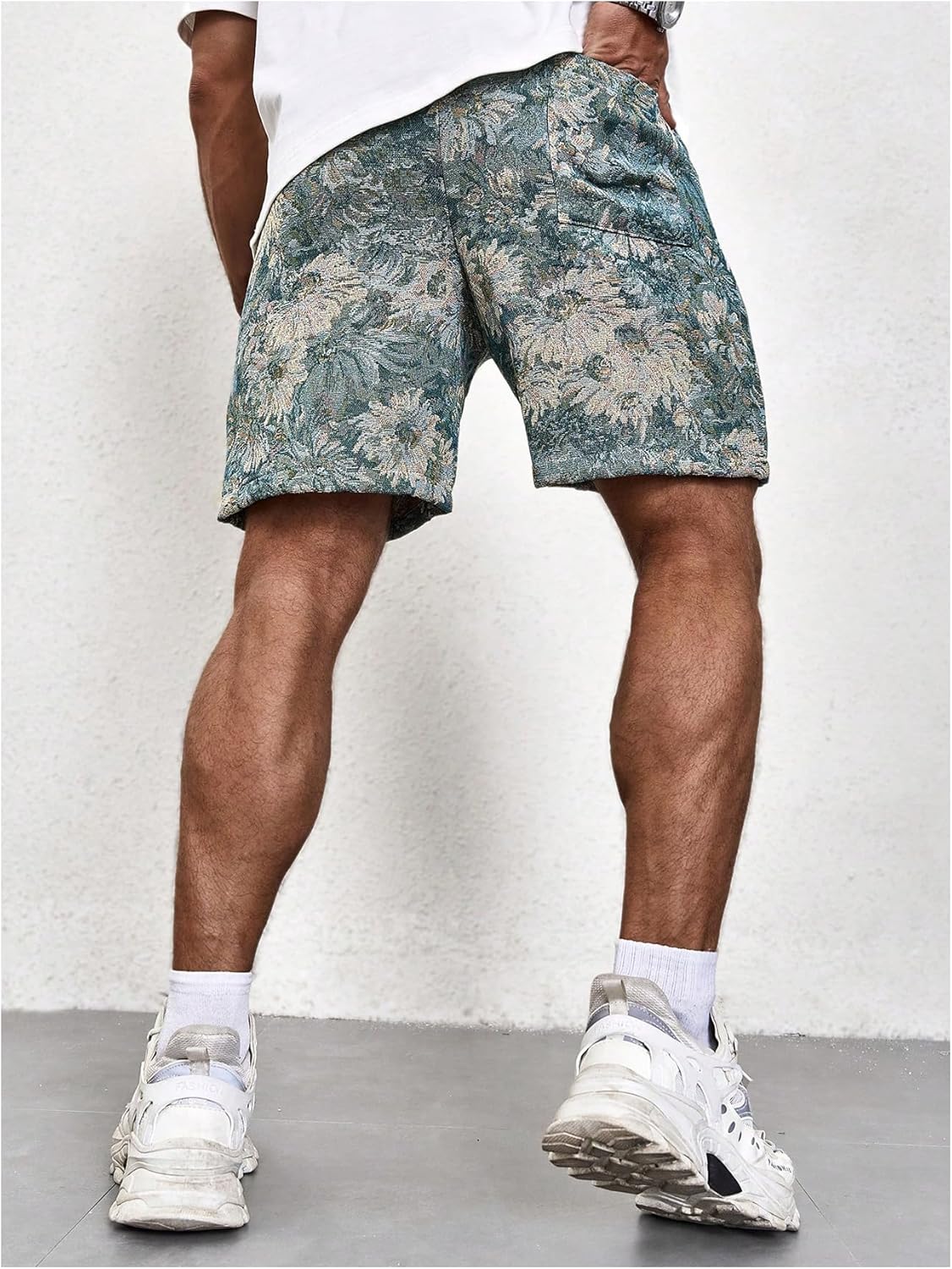 GORGLITTER Men's Floral Embroidery Drawstring Shorts Graphic Paisley Casual Gym Shorts - Image 2
