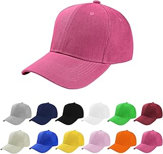 Aomig Baseball Cap for Men, Classic Plain Baseball Hats Polo Style Hat, Adjustable Sports Casual Cap Breathable Summer Sun Visor Hat for Outdoor Rose Red