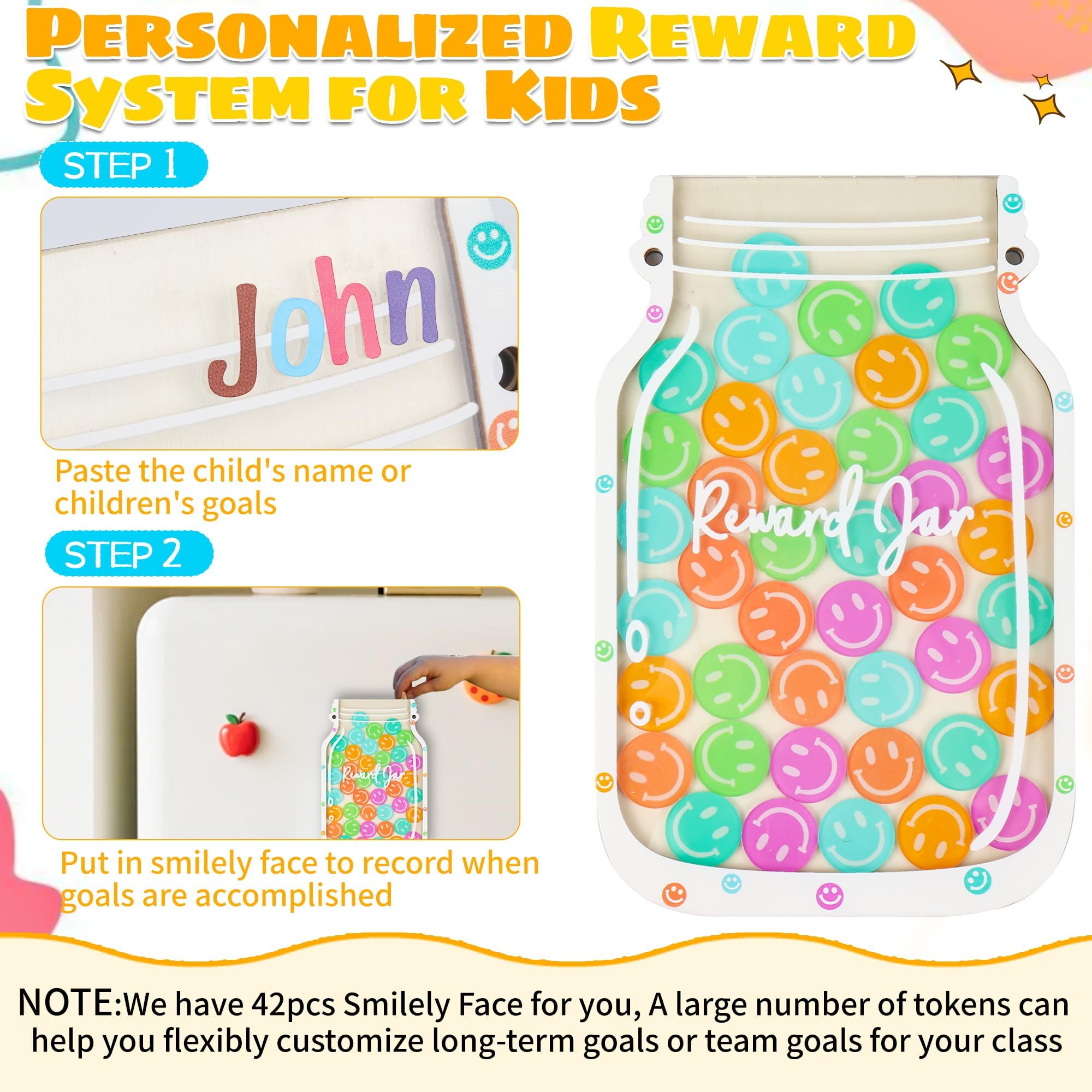 Bocal De Récompense Magnétique Pour Enfant Avec 42 Jetons