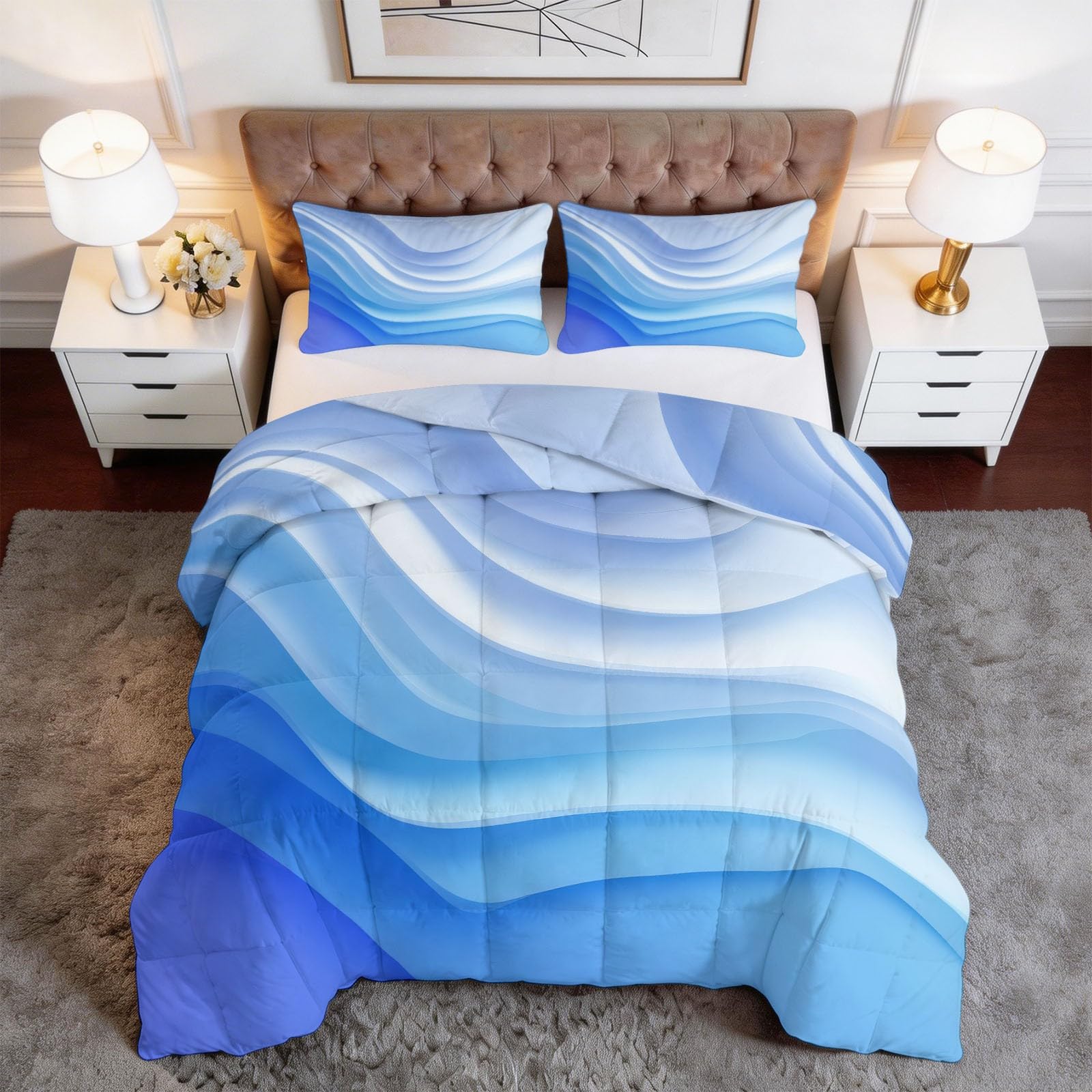 Edredón estampado de 400 GSM con fundas a juego, ropa de cama de alta comodidad