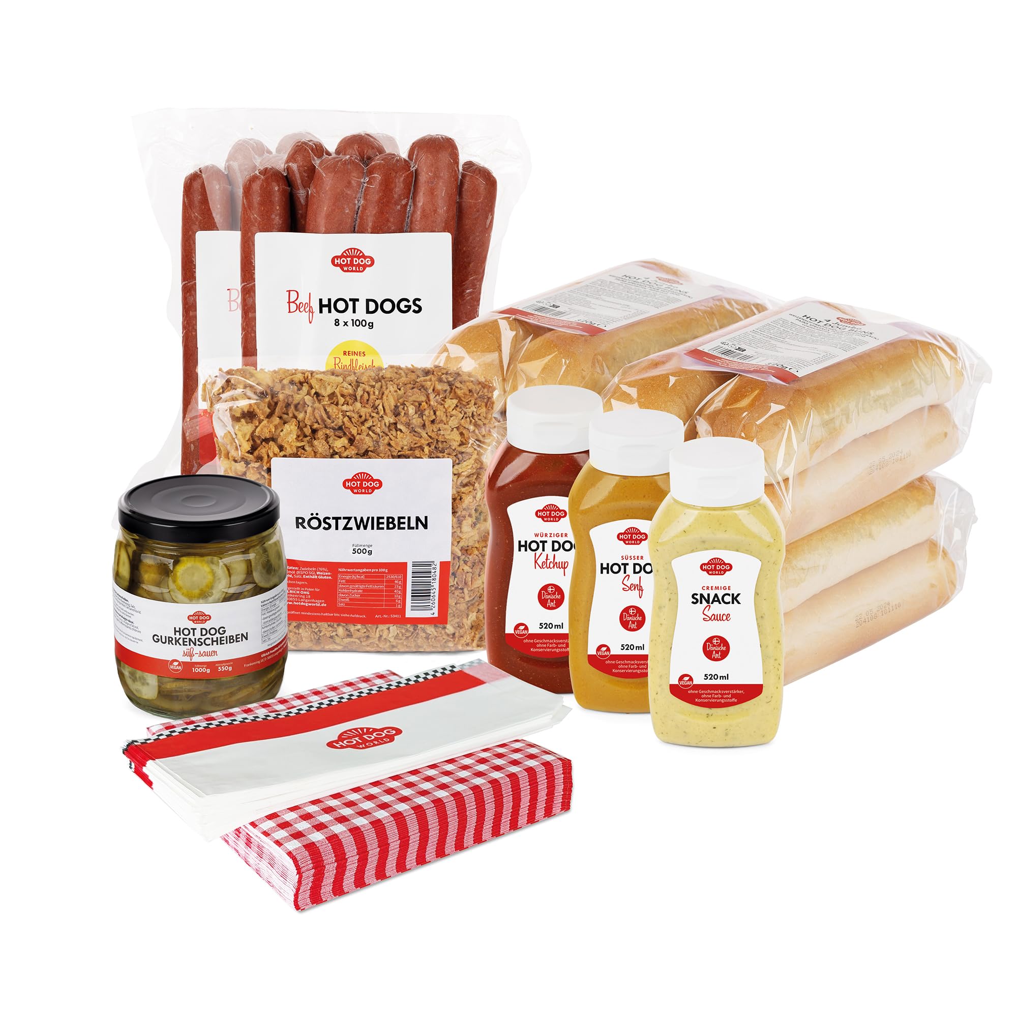 JUMBO GEFLÜGEL Hot Dog-Paket "dänische Art" für 16 Hot Dogs (Halal Geflügel)