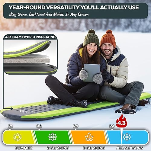 Miniatura 4 de Gear Doctors Almohadilla de dormir autoinflada para acampar 4.3 R, aislada, 1.5 pulgadas, tapete inflable de espuma para dormir, colchón de aire