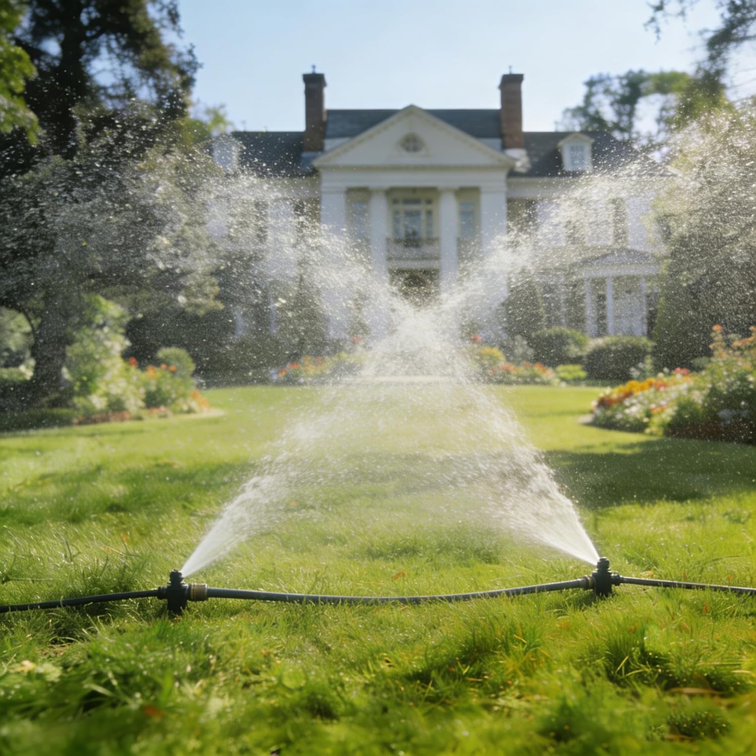 HOURLEEY 2 Pack Gear Drive Sprinkler for Yard, Heavy Duty 5-Pattern 360 Degree Rotary Water Sprinkler with Spike Base, Durable Lawn Sprinkler with 3/4 Inch Adapters for Large Area Garden