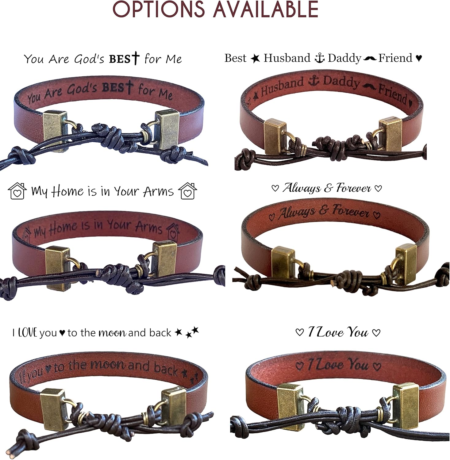 Leather Bracelets for Men Engraved Hidden Message Sentimental Gifts for Him Unique Anniversary Present for Boyfriend Husband