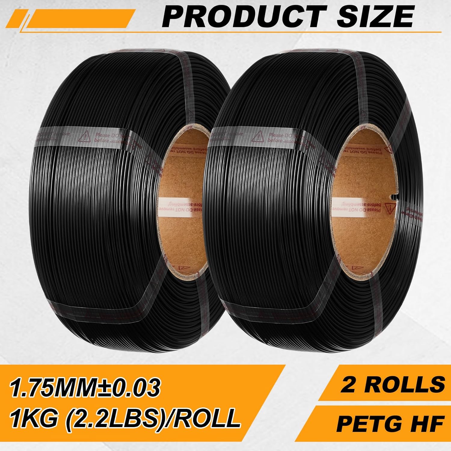Pangda 2 Rolls PETG HF Refill Filament 1.75mm High-Speed, Easy to Print, Smooth Texture, Black PETG HF Refill Filament for Most 3D Printers, High Precision ±0.03mm, 2 kg (4.4lbs)