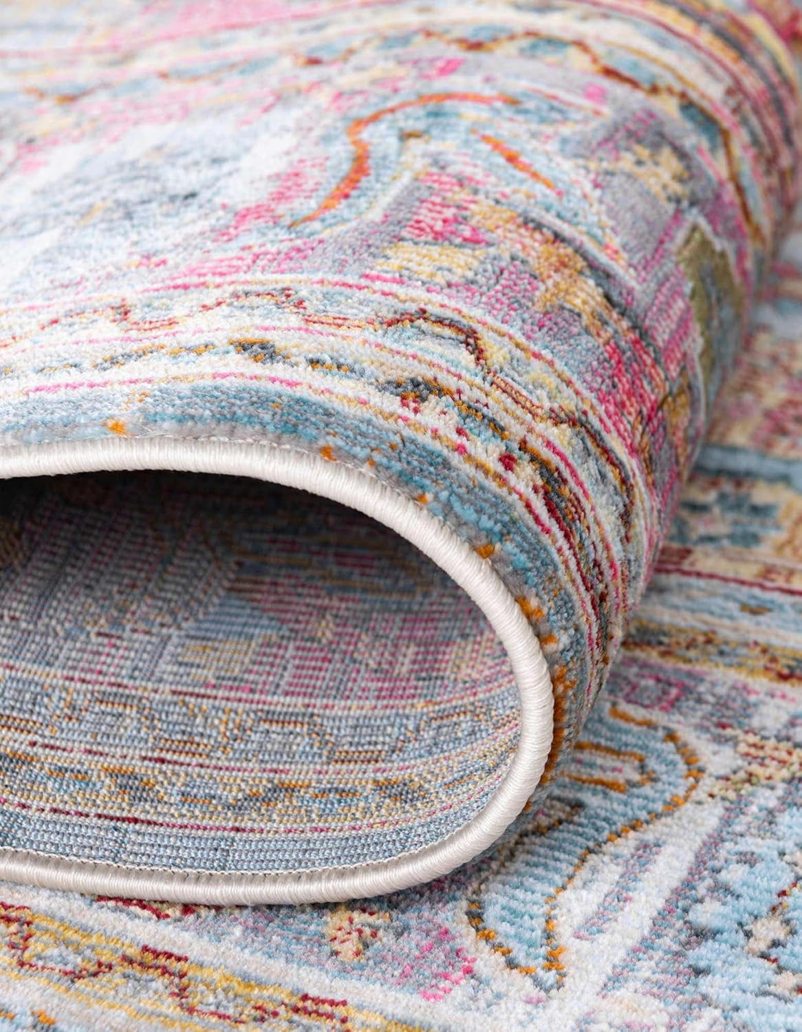 Unique Loom Baracoa Collection Area Rug - Miramar (5' 1" x 8' Oval, Light Blue/ Blue)