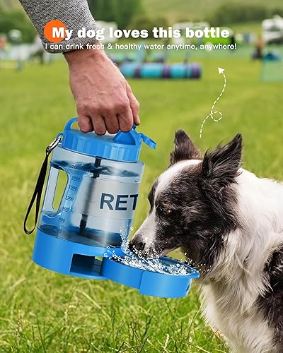 Miniatura 6 de Botella de agua grande para perros de 77 onzas  Dispensador de agua portátil para perros de viaje y tazón  Jarra de agua para mascotas a prueba de