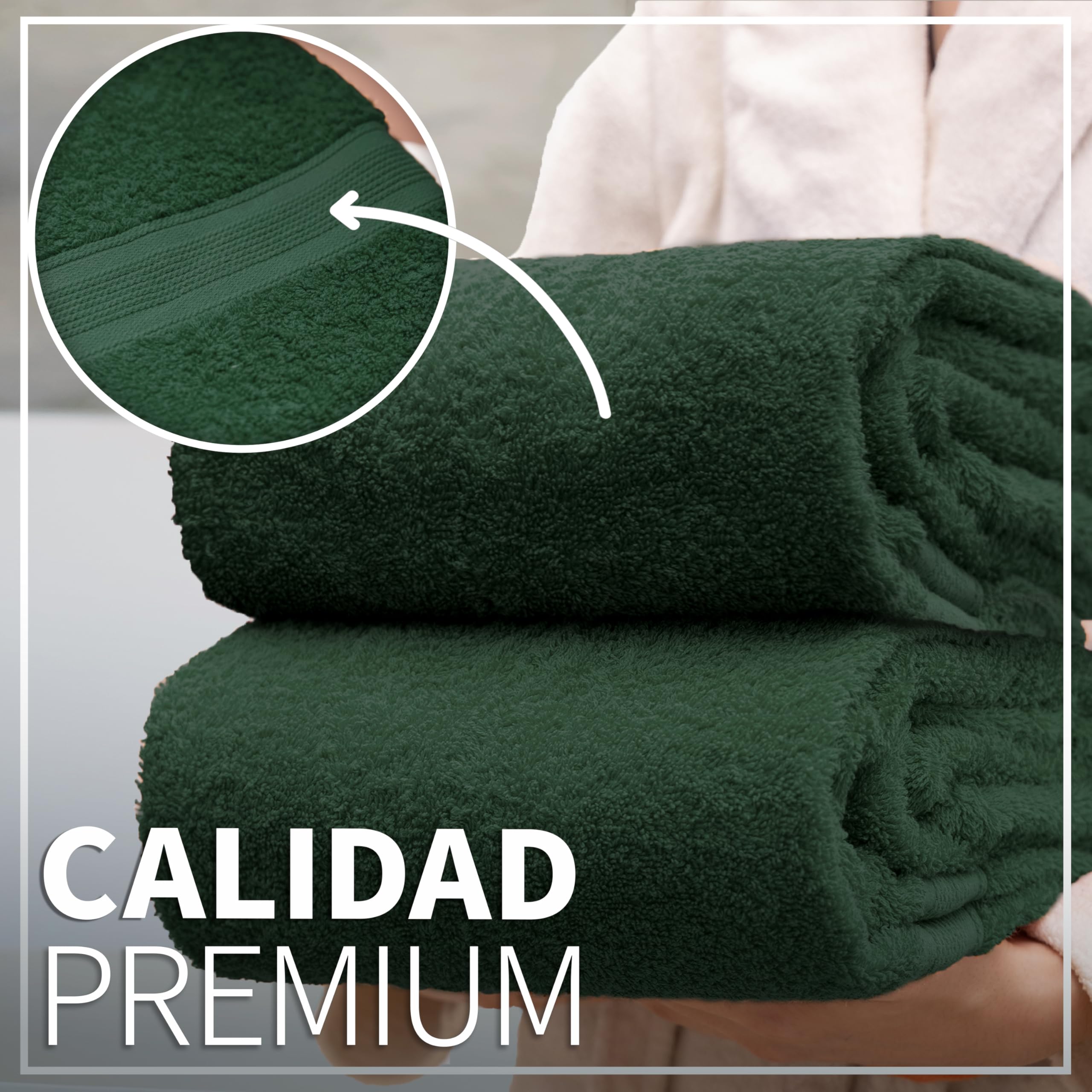 NatureMark Paquete de 2 Toallas de baño de 70 x 140 cm, Toalla de Ducha en Paquete Doble, Color: Verde Oscuro
