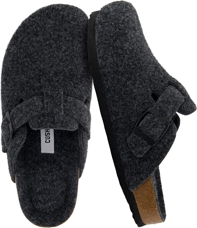 CUSHIONAIRE Hana zuecos de mujer | Cómodos zuecos de ante vegano para mujer | Zapatos de patata sin cordones con plantilla de corcho y soporte para el arco | Espuma viscoelástica, anchos anchos disponibles