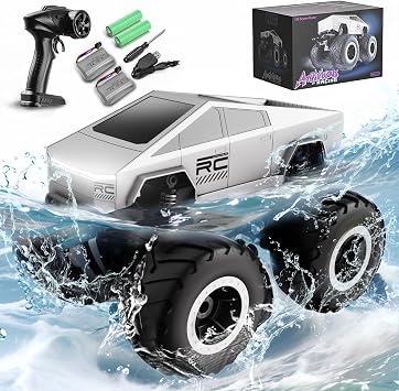 STEMTRON Amphibious Remote Control Car Toys for Boys 2.4 GHz 116 All Terrain Off-Road RC Car Waterproof RC Truck Pool Toys Gifts for Kids