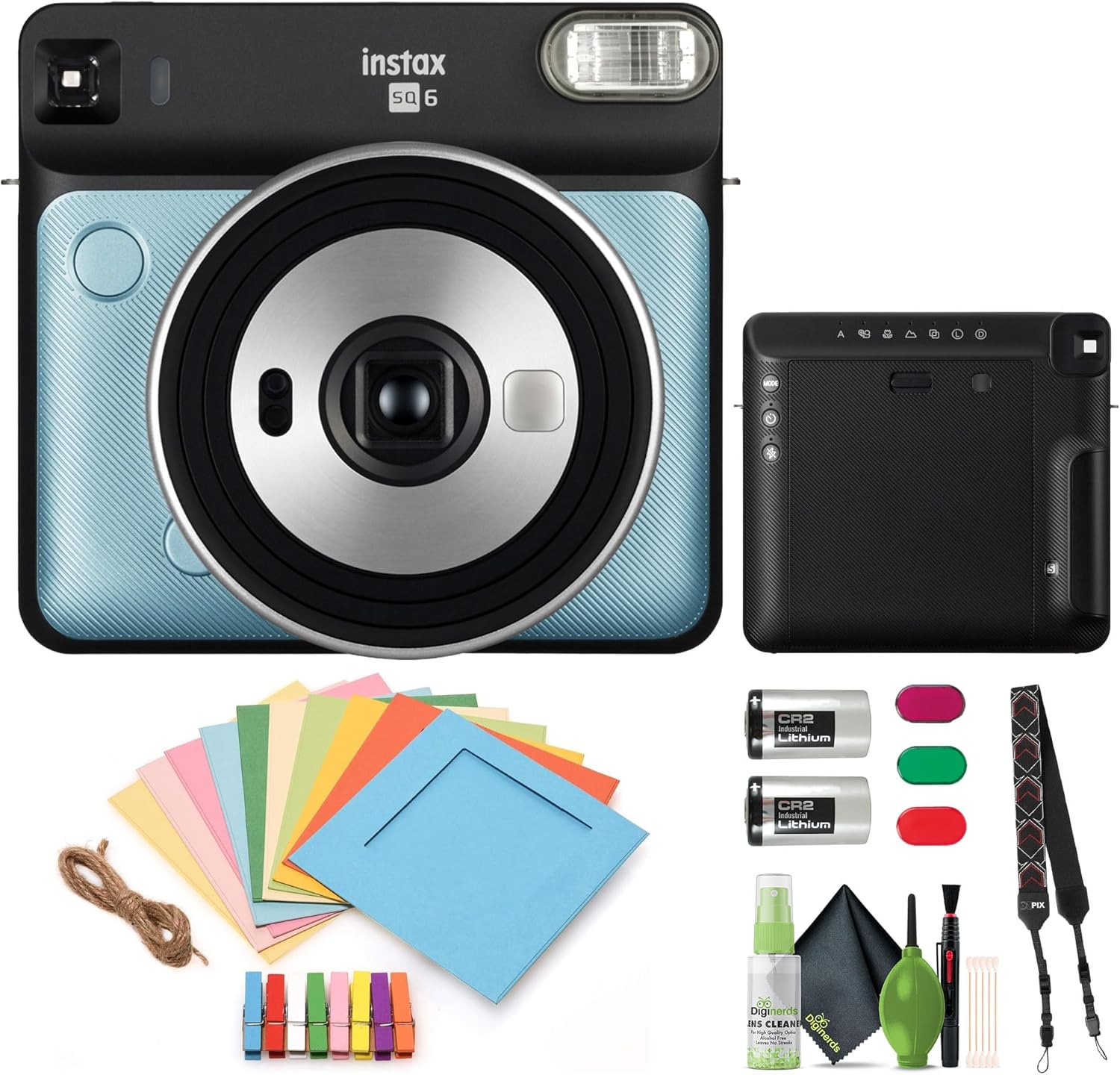 Fujifilm Instax Square SQ6 Instant Film Camera – Aqua Blue Bundle with Cleaning Kit + More Accessoires