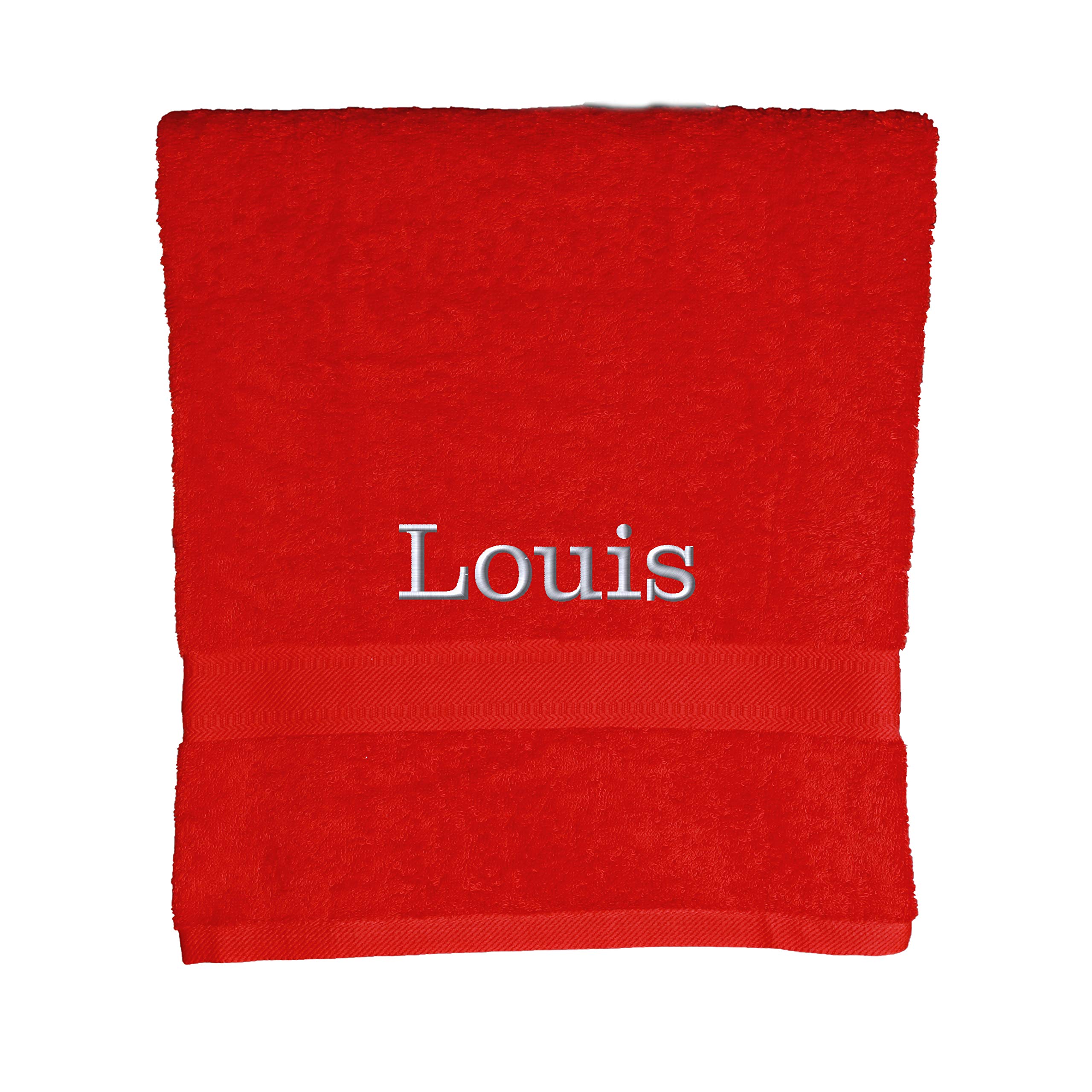 aztex Personalised Combed Cotton Towels, 100% Cotton - Bath Towel, Red