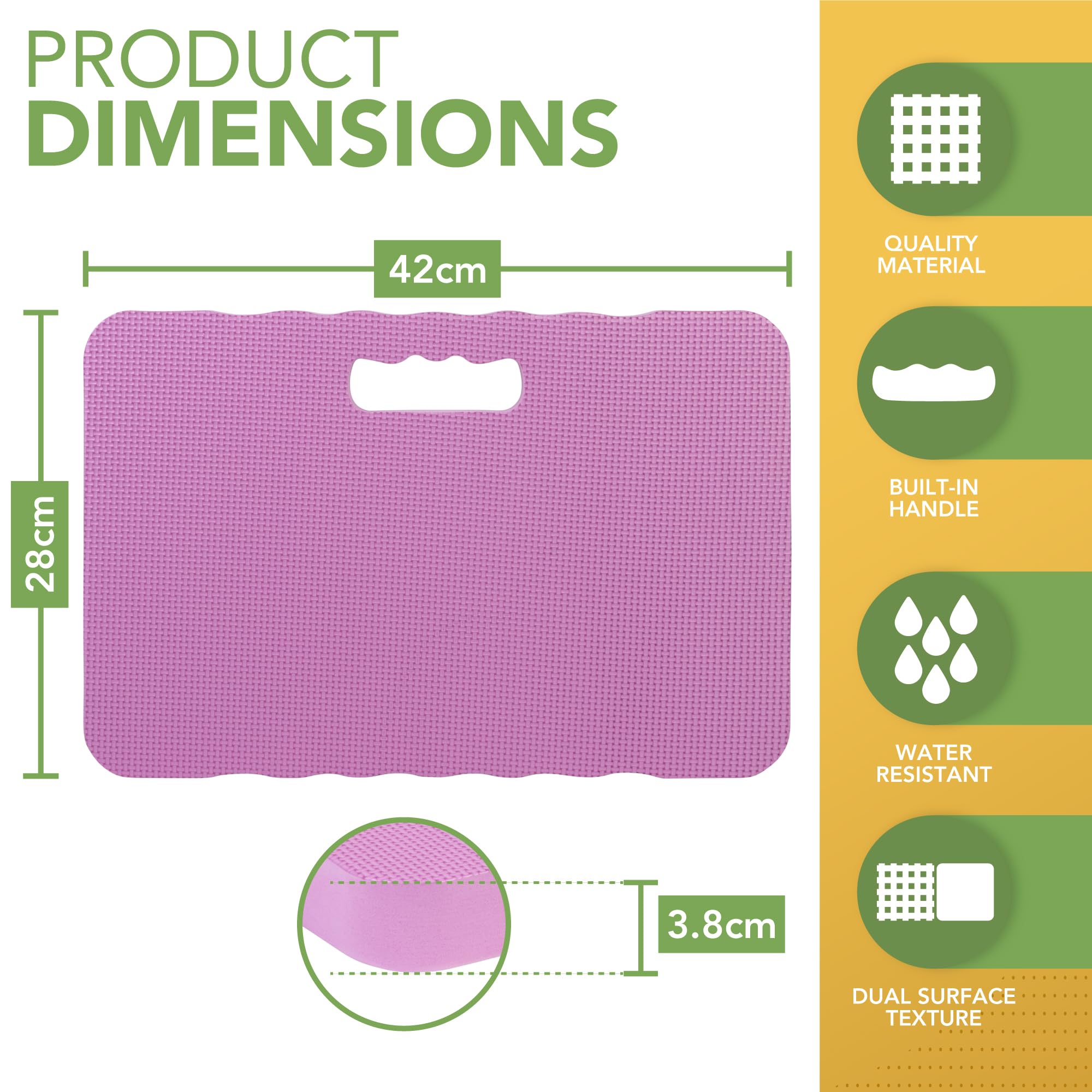 BLOSTM Almohadilla para Rodillas para Jardinería - Rodillera Gruesa de Espuma de Alta Densidad con 2 Texturas, Almohada para Rodillas Resistente al Agua, para Jardín, Trabajo (Rosa)