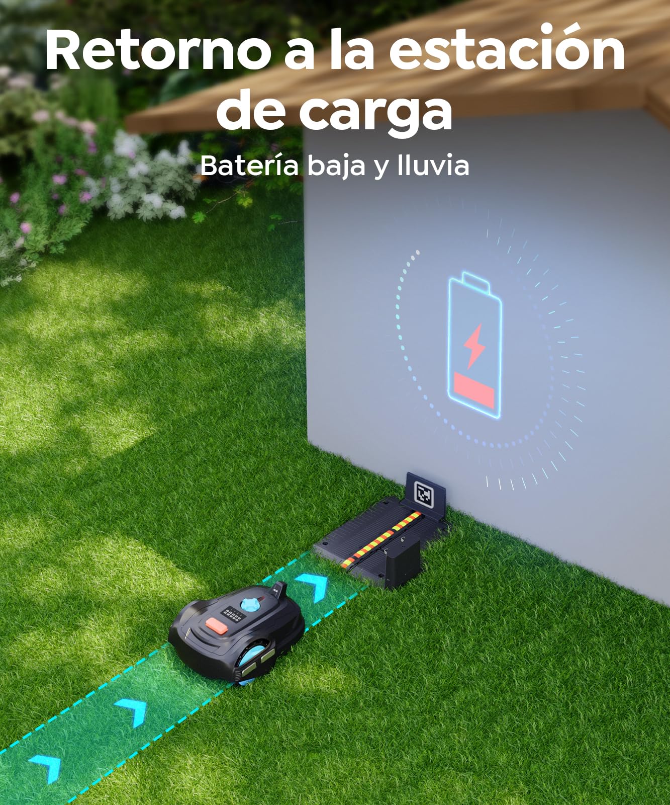 YARDCARE M800Plus Robot Cortacesped sin Cable Perimetral, MAX 800m², Posicionamiento GPS+Navegación con Visión IA, Retorno Estación de Carga, App Control, Corte Forma U, Evitación Precisa Obstáculos