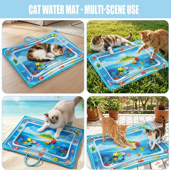 Alfombrilla de agua para gatos con bolsa protectora y PVC grueso miniatura 3