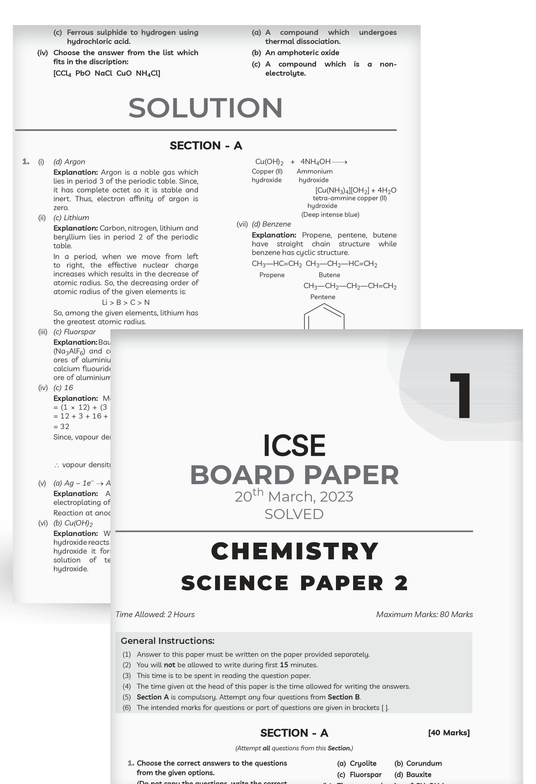 Educart ICSE Class 10 Question Bank 2024 + Solved Paper CHEMISTRY (based on 17th June'23 Specimen Paper) for 2023-24 3