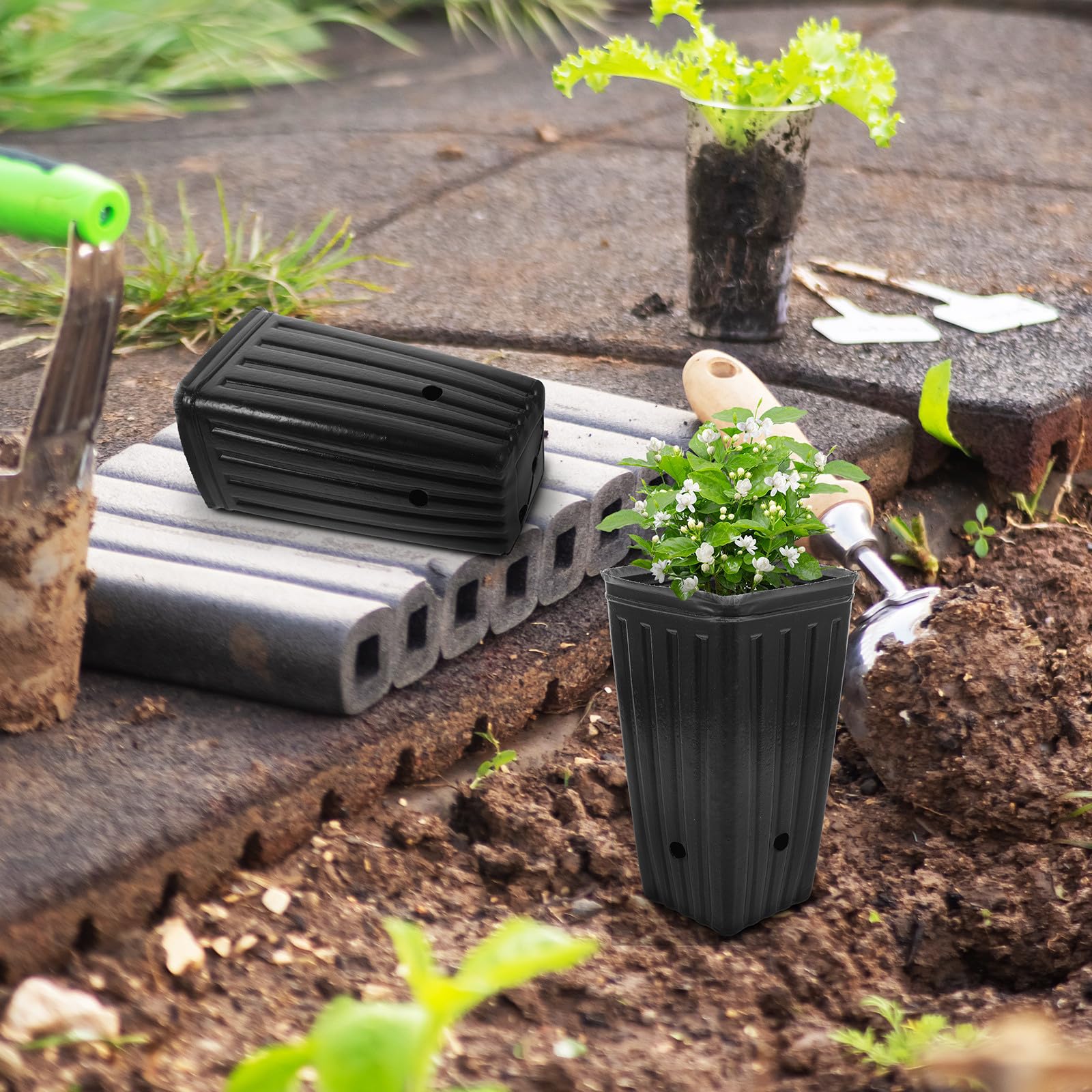 MAGICLULU Macetas Altas para Vivero de Plantas Protección de Raíces y Diseño Multipropósito, 30 Piezas de PP para Cultivo de Flores y Frutas en Jardinería
