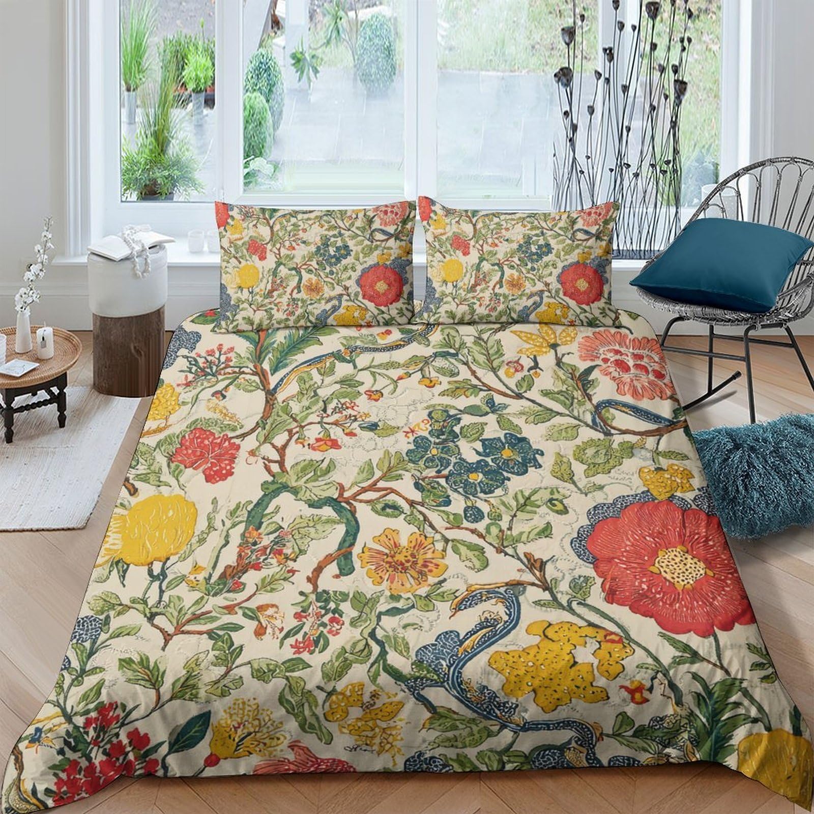 Ctjqhvkz Style-6 3D Printed Wild Garden Fitted Sheet Microfiber Breathable Floral Meadow Mattress Cover For Bedroom Decor Single（135X200cm）