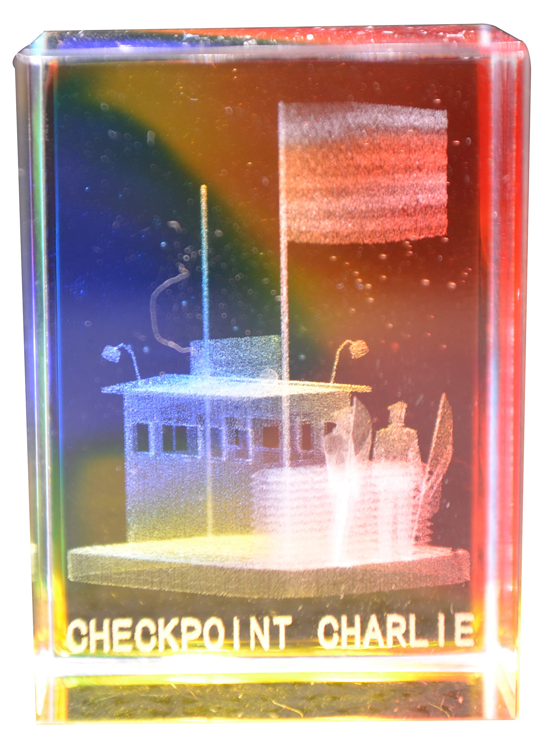 Buy Set of 2 3D Souvenir Glass Block with Berlin Checkpoint Charlie