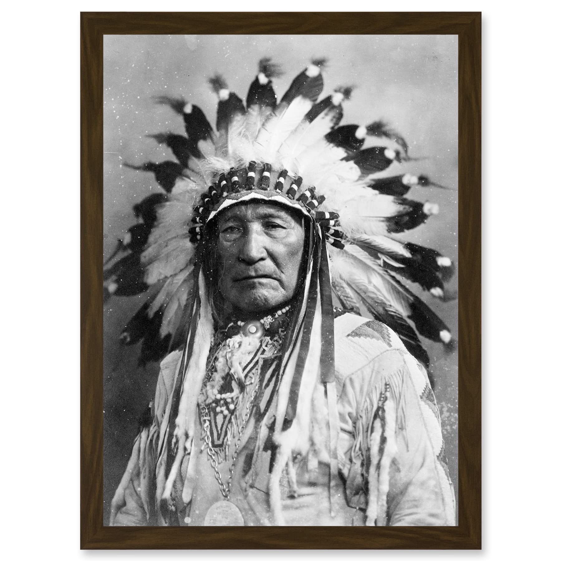 Artery8 Native American Dian Mountain Chief A4 Artwork Framed Wall Art Print