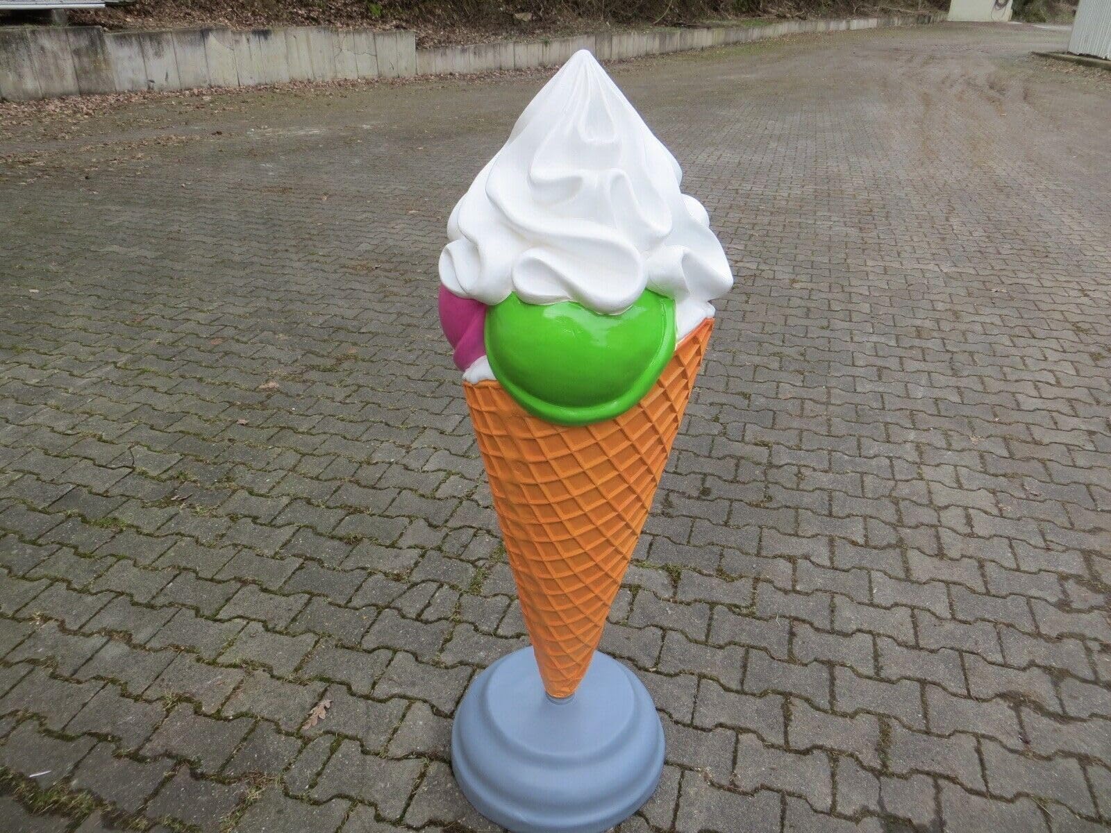 XL Eistüte 3 EIS Kugel m. Sahne 140 cm hoch +Ständer Deko Werbefigur EIS Werbung inkl. Spedition