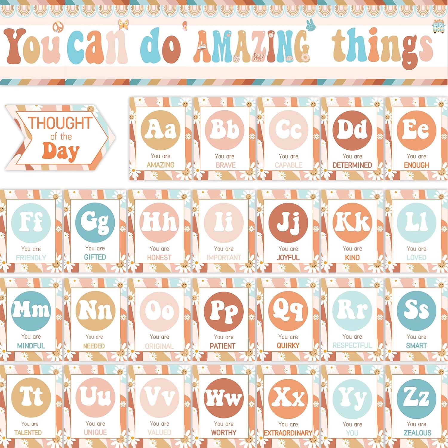 Bulletin Board Letters ABC Alphabet with Growth Mindset