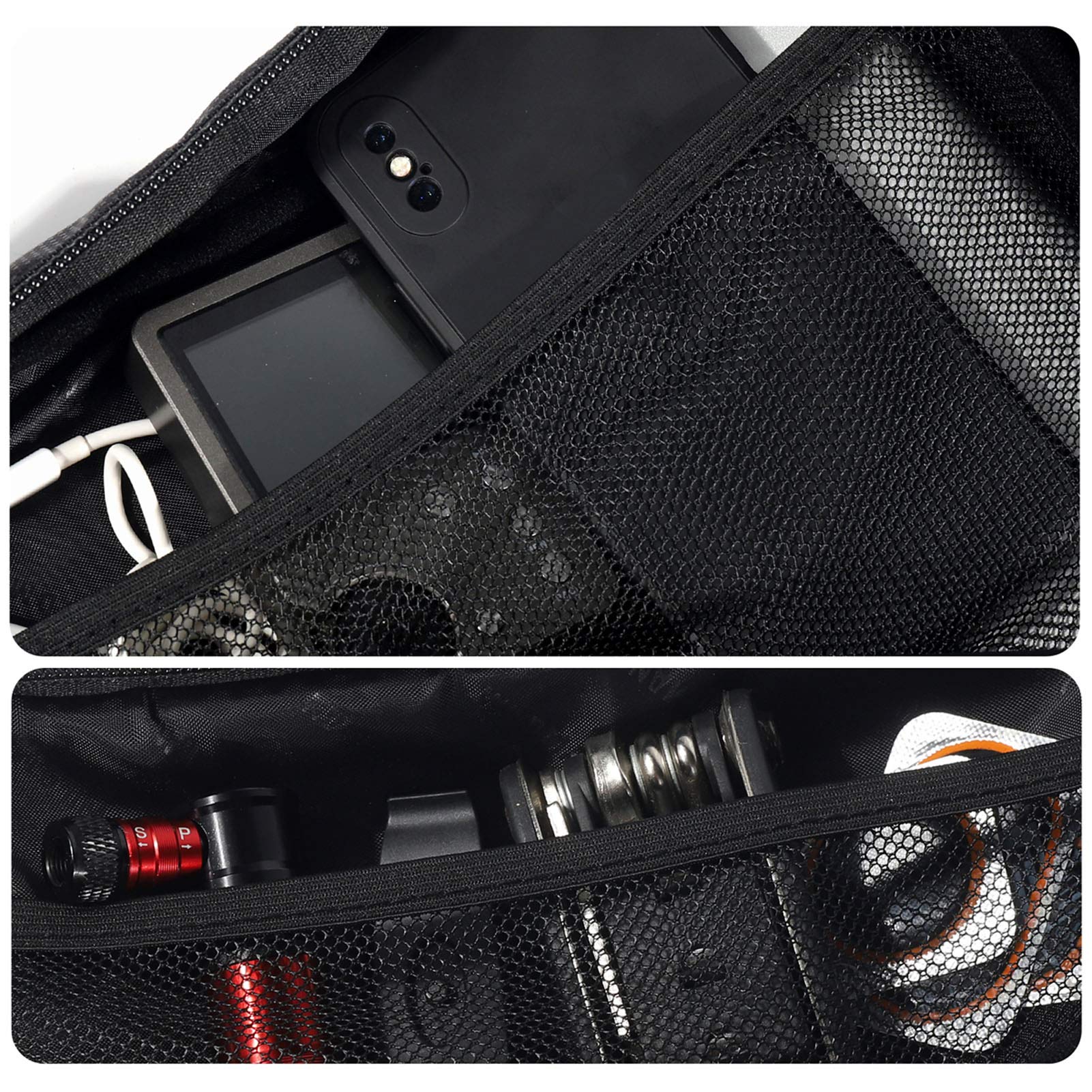 Lixada Bolsa triángulo para bicicleta, impermeable para bicicleta, bolsa reflectante para marco de bicicleta, cremallera de doble cara, bolsa triangular, ideal para candado de bicicleta, herramientas