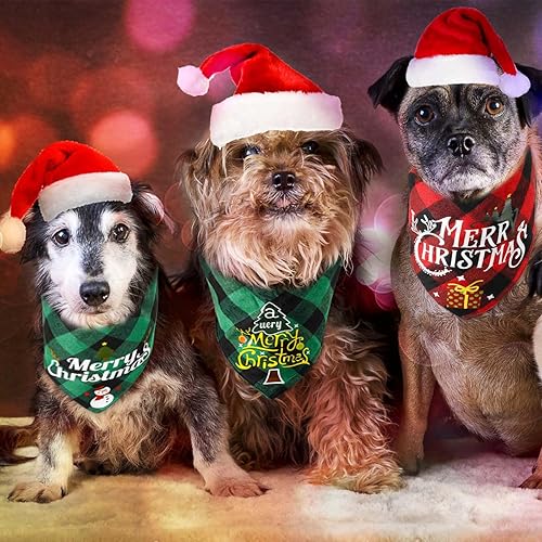 Miniatura 6 de 4 pañuelos de Navidad para perros, bufanda clásica de Navidad a cuadros para perros, triángulo, fiesta, disfraces, accesorios para perros pequeños y