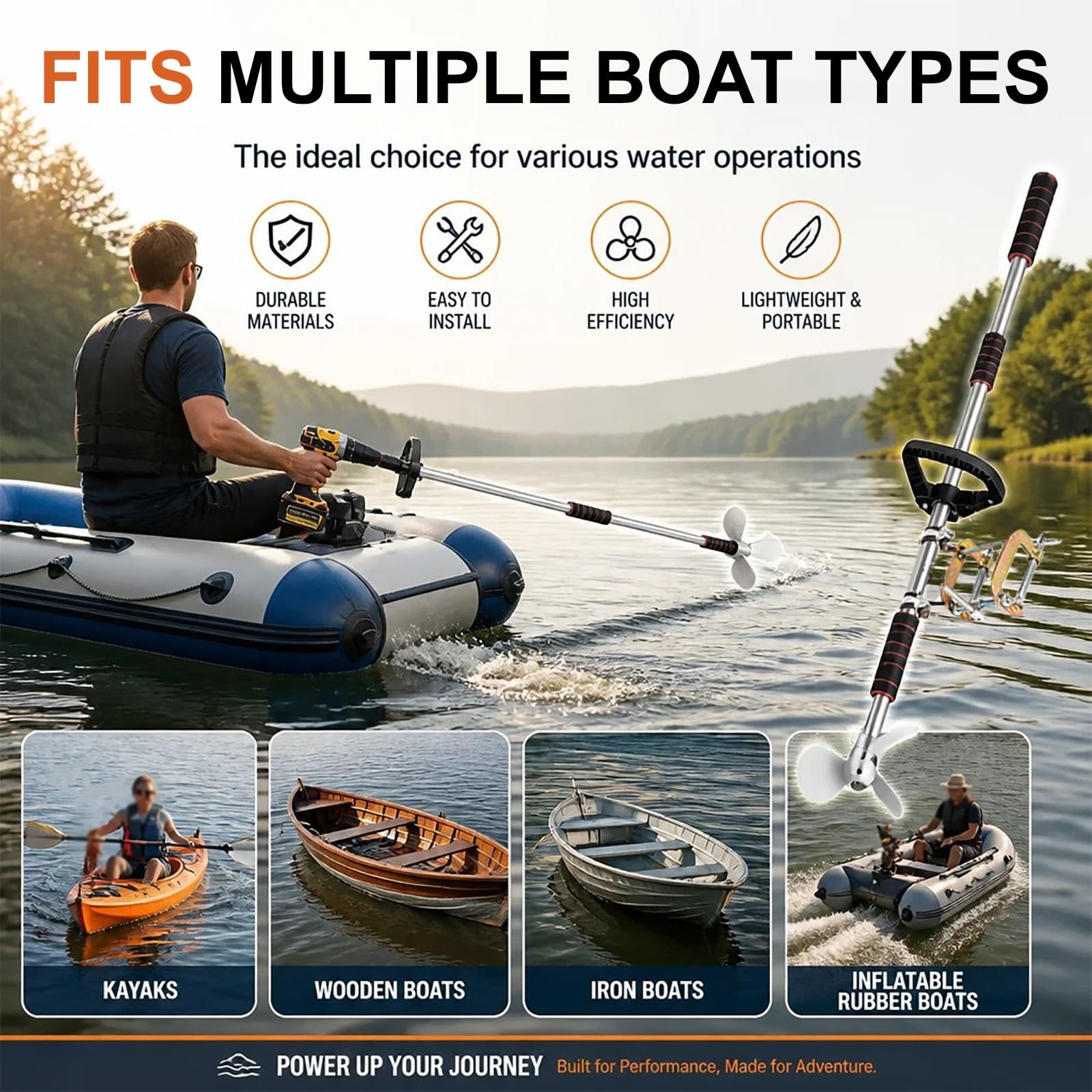 Drill Propeller Outdoor Emergency Raft Kajak Paddel, Handpropeller