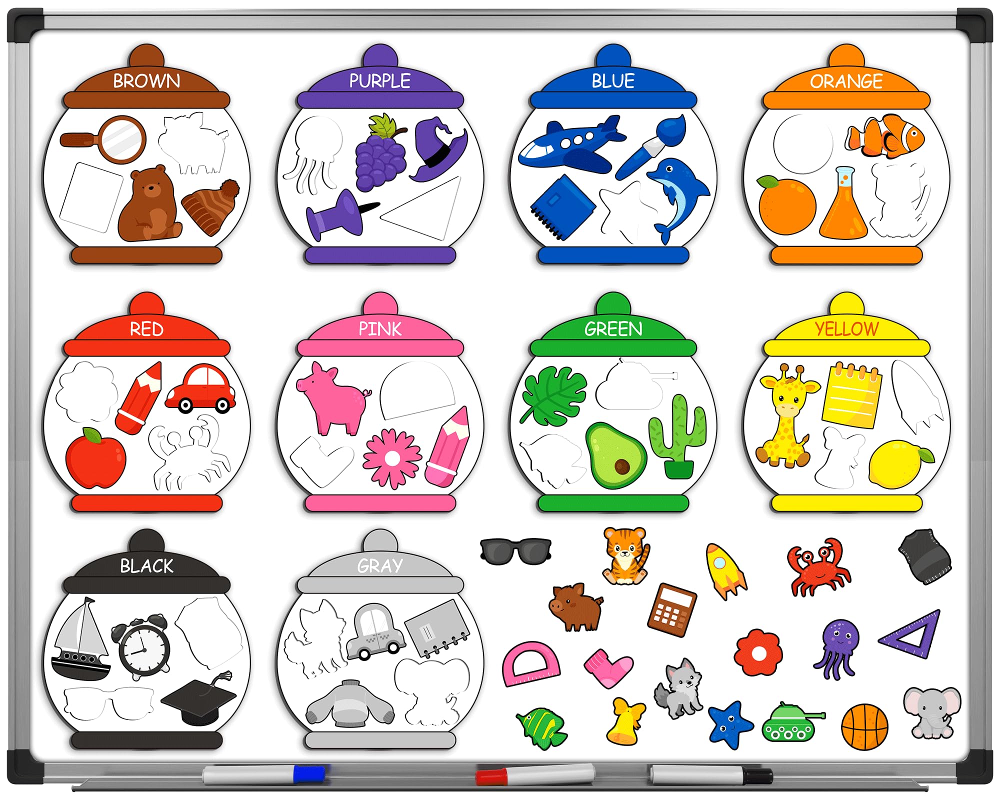 10 Packs Color Recognition Magnetic Sorting Set for Refrigerator for Toddlers above 3 Educational Magnet Color Matching Magnet for Baby Kids Preschool Learning Magnets for Whiteboard Classroom Game