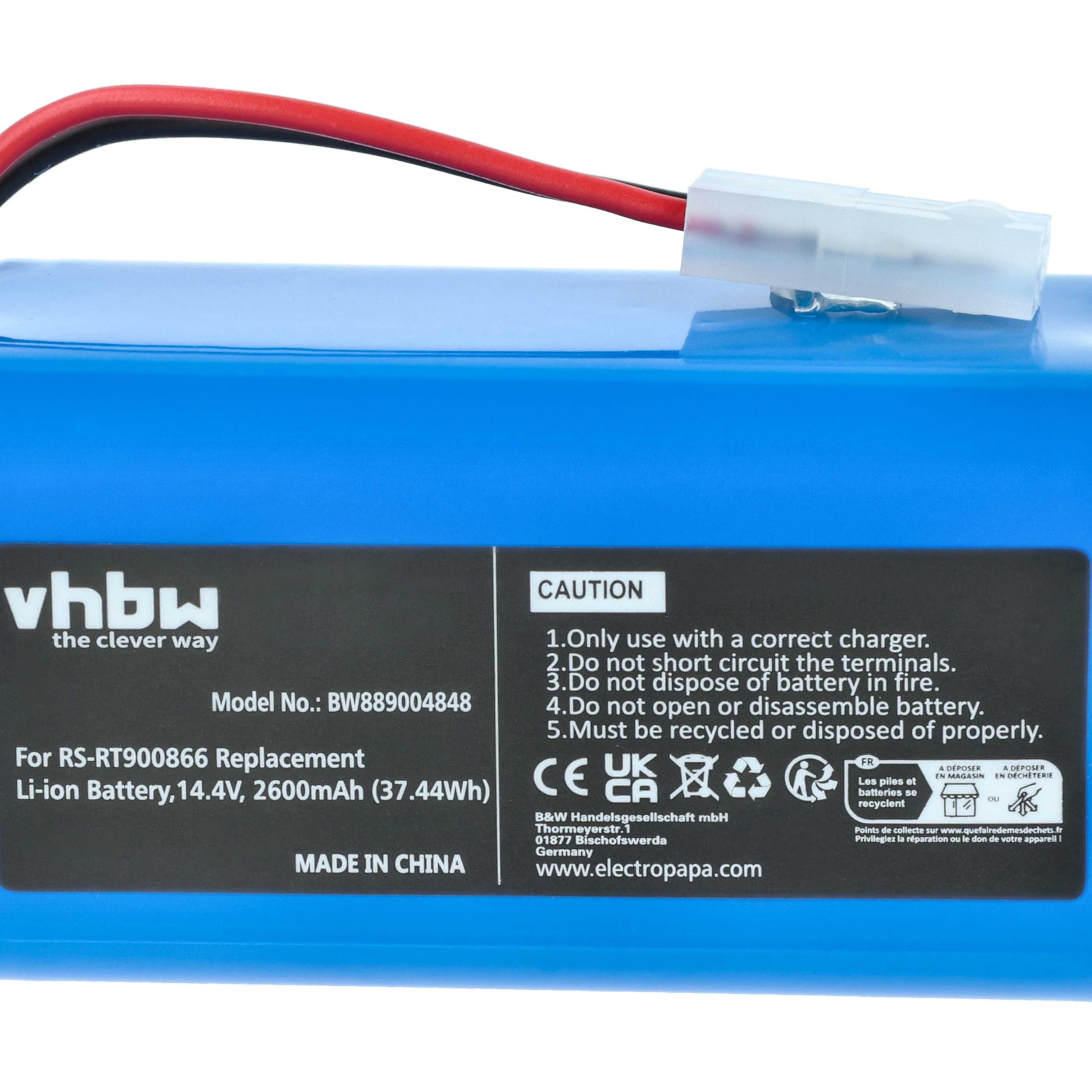 vhbw batteria compatibile con Rowenta Explorer 20, 40, 40 Total Care Connect, 20 Aqua, 45 home cleaner (2600mAh, 14,4V, Li-Ion, senza custodia)