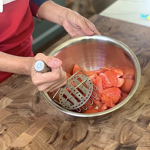 Miniatura 3 de Fox Run Triturador de patatas de acero inoxidable, triturador de tomate y papas de 3 niveles, 9.25 pulgadas