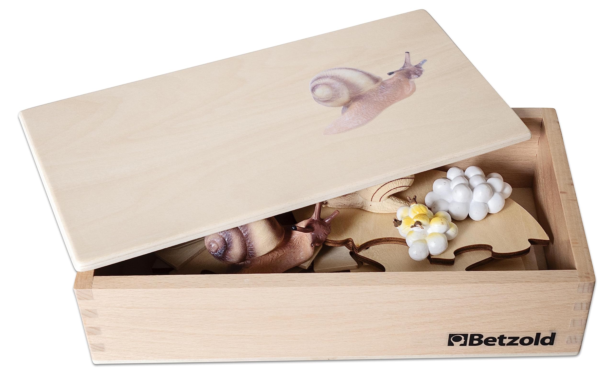 Betzold Lebenszyklus Schnecke - Holz-Puzzle Figuren Textkarten Deutsch & Englisch