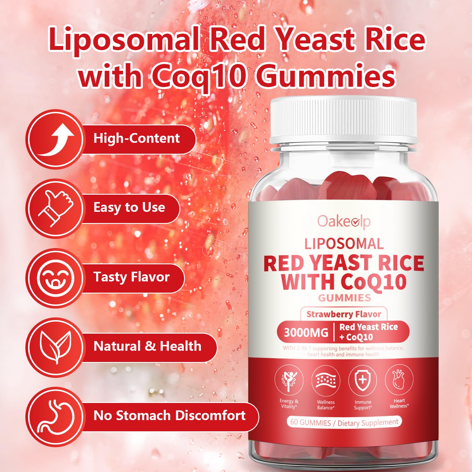 2 Pack Liposomal Red Yeast Rice with Coq 10 3000mg Gummies,Red Yeast Rice Extract Advanced Balance Formula,Enhanced with Coq 10 for Heart Wellness Support,Liposomal Enhance 98% Absorption — Amazon image 4