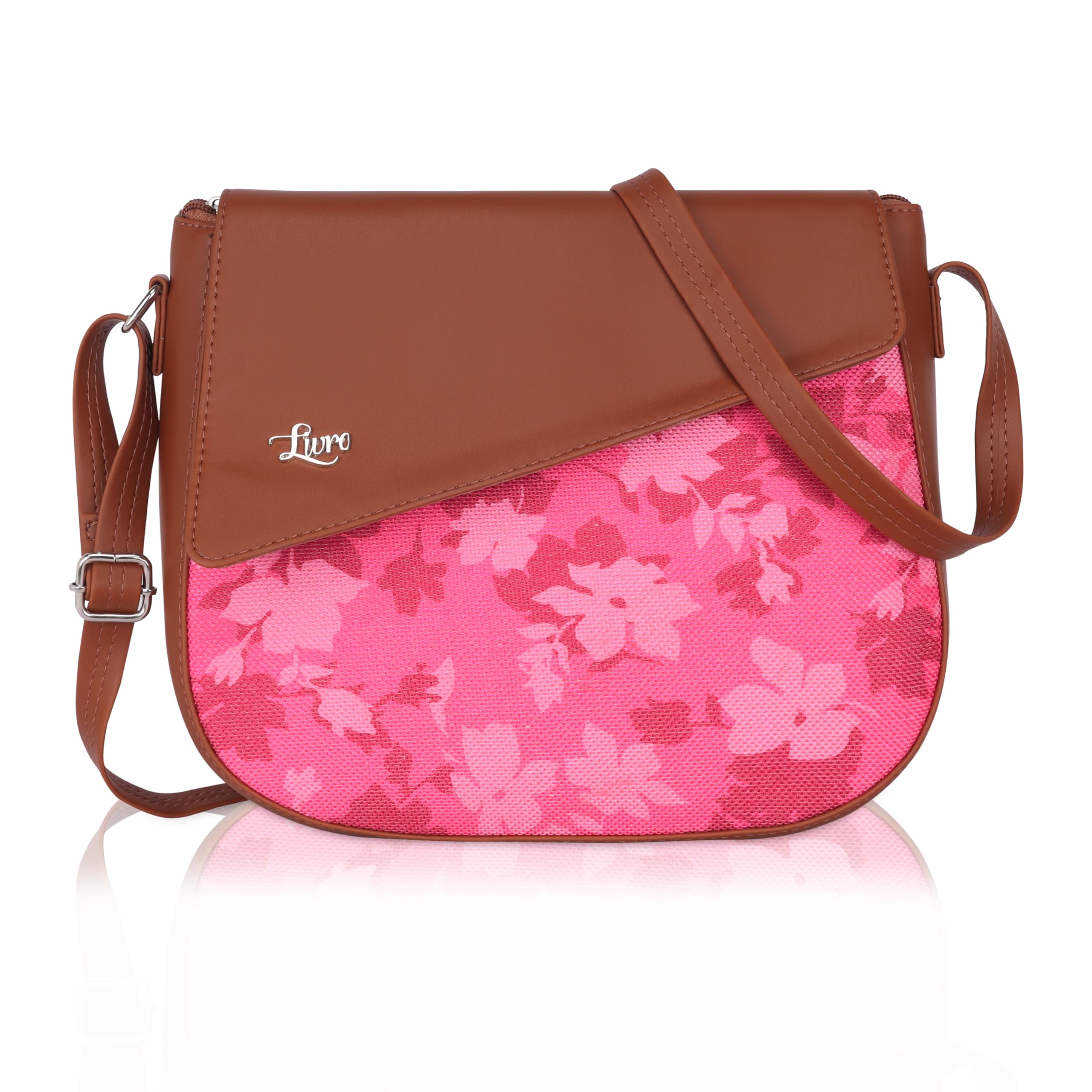 LIVRO Structured Womens Jute Printed Hand Crafted Vegan Leather styles Flap Sling Bag (Color: pink) (B0D2BNMZ4S) Amazon Price History, Amazon Price Tracker
