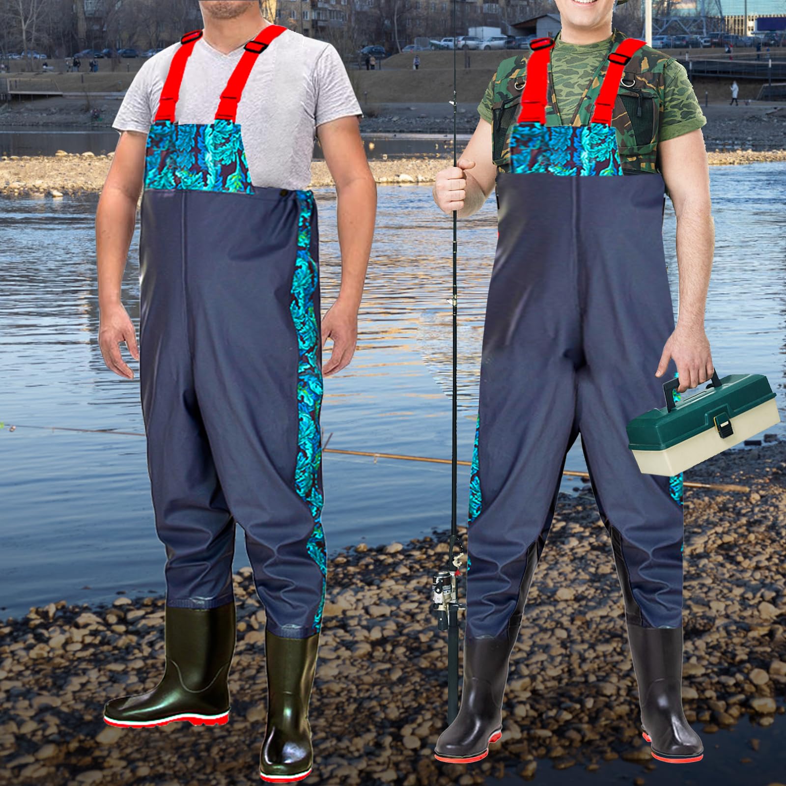 Vadeadores de pecho con botas, botas de pesca, caza, botas de vadeo de nailon y PVC, impermeables, para pesca con mosca, hombres y mujeres